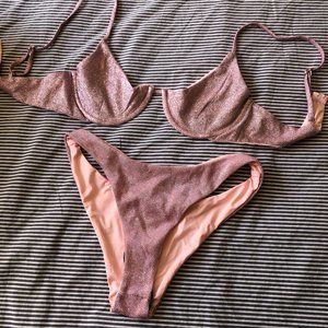 Danielle Guizio swim sparkly pink lure bikini set, size M